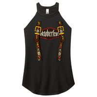 Lederhosen Suspenders Oktoberfest Bavarian Munich Beer Women's Perfect Tri Rocker Tank