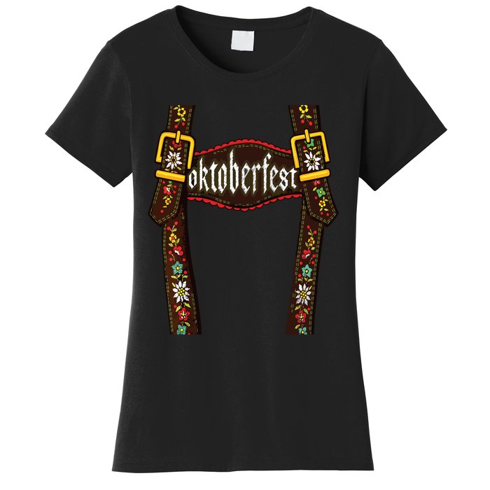 Lederhosen Suspenders Oktoberfest Bavarian Munich Beer Women's T-Shirt