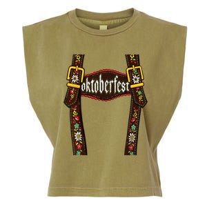 Lederhosen Suspenders Oktoberfest Bavarian Munich Beer Garment-Dyed Women's Muscle Tee