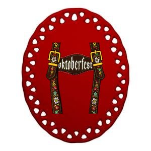 Lederhosen Suspenders Oktoberfest Bavarian Munich Beer Ceramic Oval Ornament