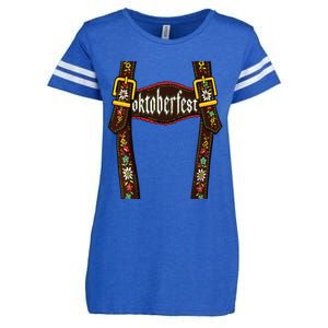 Lederhosen Suspenders Oktoberfest Bavarian Munich Beer Enza Ladies Jersey Football T-Shirt