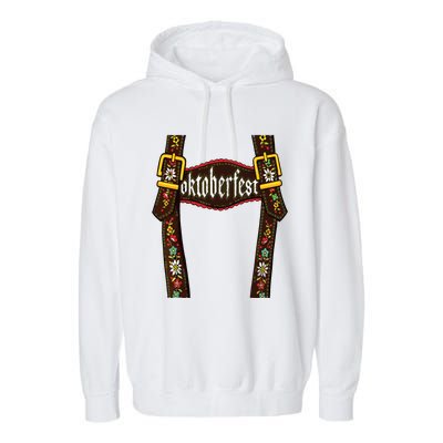 Lederhosen Suspenders Oktoberfest Bavarian Munich Beer Garment-Dyed Fleece Hoodie