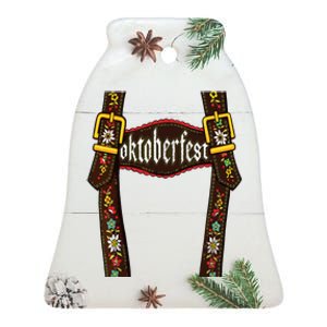 Lederhosen Suspenders Oktoberfest Bavarian Munich Beer Ceramic Bell Ornament