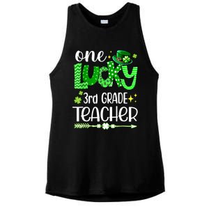 Leopard Shamrock One Lucky 3rd Grade Teacher St Patricks Day Meaningful Gift Ladies PosiCharge Tri-Blend Wicking Tank