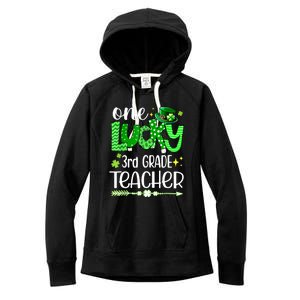 Leopard Shamrock One Lucky 3rd Grade Teacher St Patricks Day Meaningful Gift Women's Fleece Hoodie