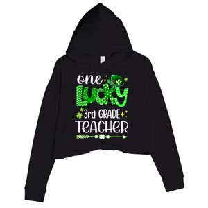 Leopard Shamrock One Lucky 3rd Grade Teacher St Patricks Day Meaningful Gift Crop Fleece Hoodie