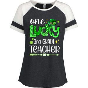 Leopard Shamrock One Lucky 3rd Grade Teacher St Patricks Day Meaningful Gift Enza Ladies Jersey Colorblock Tee