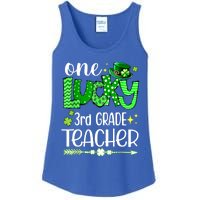 Leopard Shamrock One Lucky 3rd Grade Teacher St Patricks Day Meaningful Gift Ladies Essential Tank