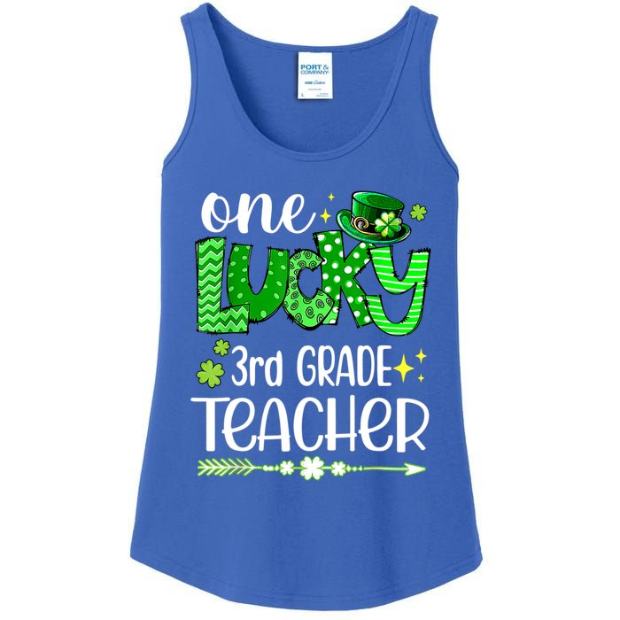 Leopard Shamrock One Lucky 3rd Grade Teacher St Patricks Day Meaningful Gift Ladies Essential Tank