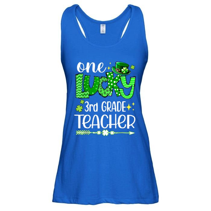 Leopard Shamrock One Lucky 3rd Grade Teacher St Patricks Day Meaningful Gift Ladies Essential Flowy Tank