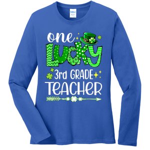 Leopard Shamrock One Lucky 3rd Grade Teacher St Patricks Day Meaningful Gift Ladies Long Sleeve Shirt