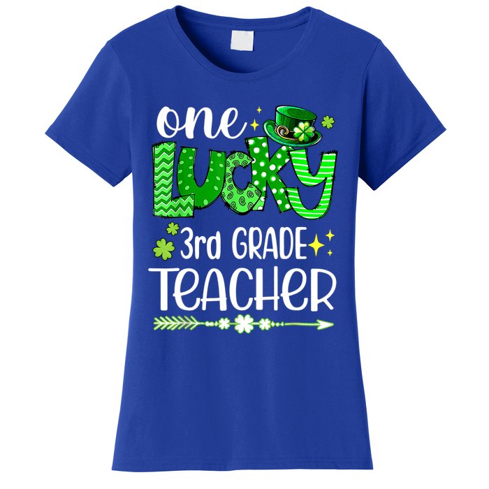 Leopard Shamrock One Lucky 3rd Grade Teacher St Patricks Day Meaningful Gift Women's T-Shirt