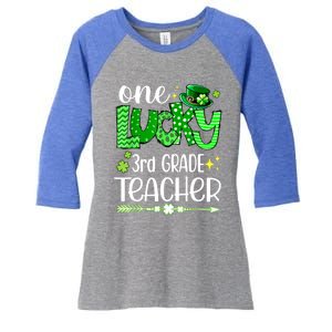 Leopard Shamrock One Lucky 3rd Grade Teacher St Patricks Day Meaningful Gift Women's Tri-Blend 3/4-Sleeve Raglan Shirt