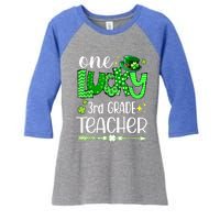 Leopard Shamrock One Lucky 3rd Grade Teacher St Patricks Day Meaningful Gift Women's Tri-Blend 3/4-Sleeve Raglan Shirt