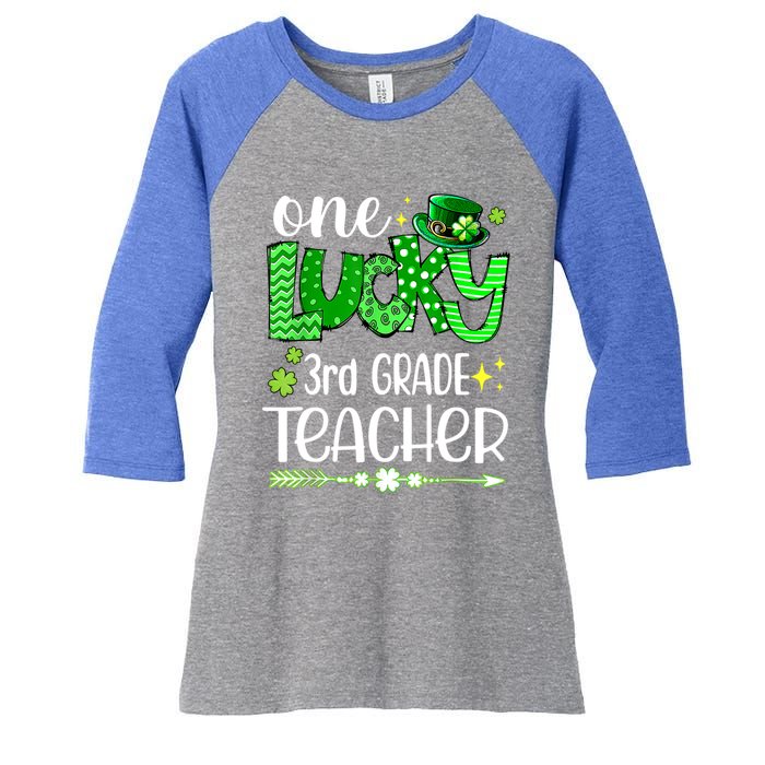 Leopard Shamrock One Lucky 3rd Grade Teacher St Patricks Day Meaningful Gift Women's Tri-Blend 3/4-Sleeve Raglan Shirt