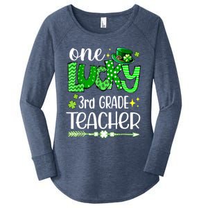 Leopard Shamrock One Lucky 3rd Grade Teacher St Patricks Day Meaningful Gift Women's Perfect Tri Tunic Long Sleeve Shirt