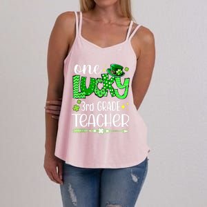 Leopard Shamrock One Lucky 3rd Grade Teacher St Patricks Day Meaningful Gift Women's Strappy Tank