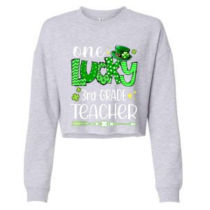 Leopard Shamrock One Lucky 3rd Grade Teacher St Patricks Day Meaningful Gift Cropped Pullover Crew