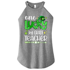 Leopard Shamrock One Lucky 3rd Grade Teacher St Patricks Day Meaningful Gift Women's Perfect Tri Rocker Tank