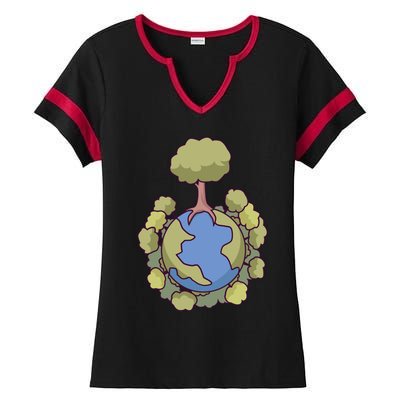 Let's Save Our Planet Natural Nature Environt Gift Ladies Halftime Notch Neck Tee