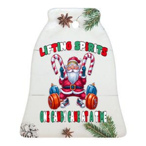 Lifting Spirits One Candy Cane At A Time Christmas Fun Ceramic Bell Ornament