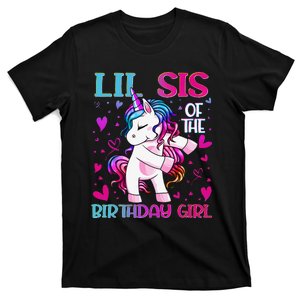 Lil Sis of the Birthday Flossing Unicorn Little Sister T-Shirt