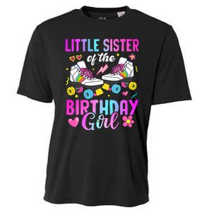 Little Sister Of The Birthday Girl Rolling Skate Bday Family Cooling Performance Crew T-Shirt