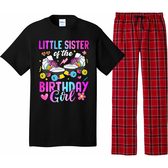 Little Sister Of The Birthday Girl Rolling Skate Bday Family Pajama Set