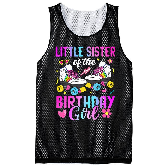 Little Sister Of The Birthday Girl Rolling Skate Bday Family Mesh Reversible Basketball Jersey Tank