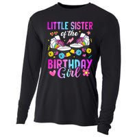 Little Sister Of The Birthday Girl Rolling Skate Bday Family Cooling Performance Long Sleeve Crew