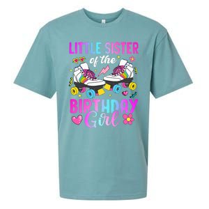 Little Sister Of The Birthday Girl Rolling Skate Bday Family Sueded Cloud Jersey T-Shirt