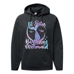 Lil Sister Of The Birthday Mermaid Matching Family Performance Fleece Hoodie