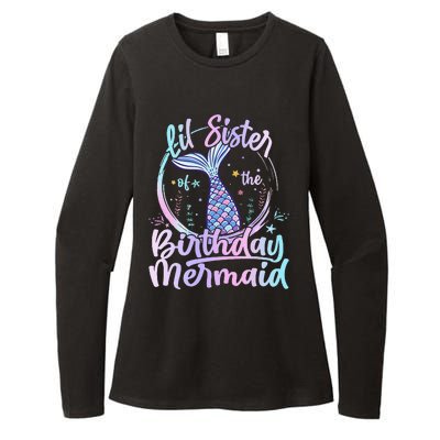 Lil Sister Of The Birthday Mermaid Matching Family Womens CVC Long Sleeve Shirt