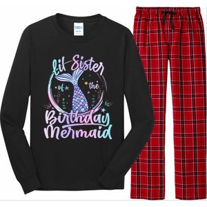 Lil Sister Of The Birthday Mermaid Matching Family Long Sleeve Pajama Set