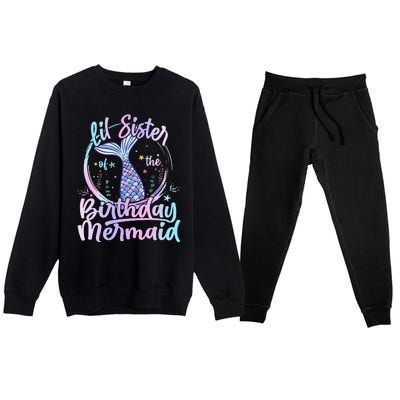 Lil Sister Of The Birthday Mermaid Matching Family Premium Crewneck Sweatsuit Set