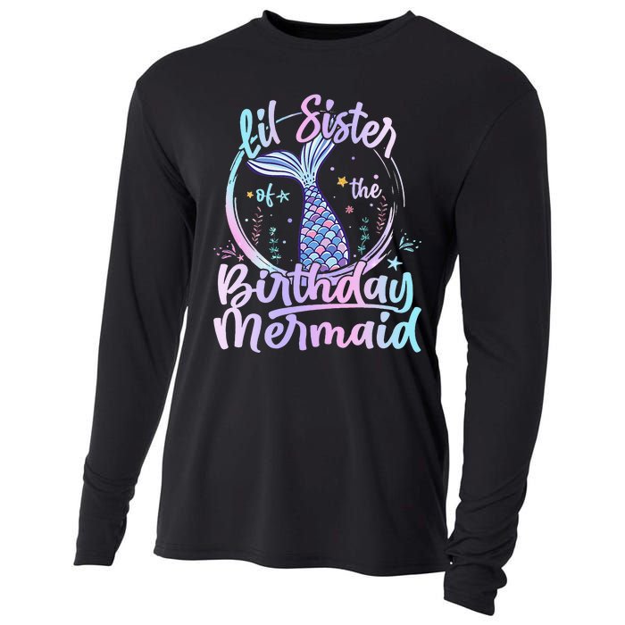 Lil Sister Of The Birthday Mermaid Matching Family Cooling Performance Long Sleeve Crew