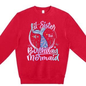 Lil Sister Of The Birthday Mermaid Matching Family Premium Crewneck Sweatshirt