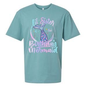 Lil Sister Of The Birthday Mermaid Matching Family Sueded Cloud Jersey T-Shirt