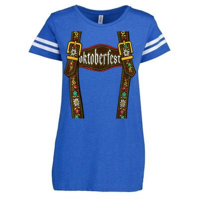 Lederhosen Suspenders Oktoberfest Bavarian Munich Enza Ladies Jersey Football T-Shirt