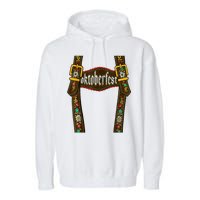 Lederhosen Suspenders Oktoberfest Bavarian Munich Garment-Dyed Fleece Hoodie