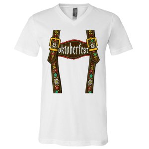 Lederhosen Suspenders Oktoberfest Bavarian Munich V-Neck T-Shirt