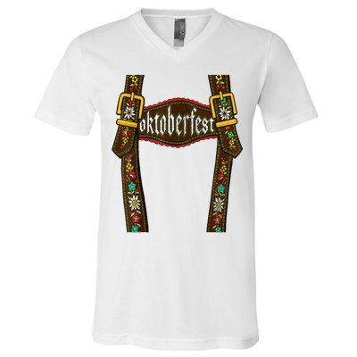 Lederhosen Suspenders Oktoberfest Bavarian Munich V-Neck T-Shirt