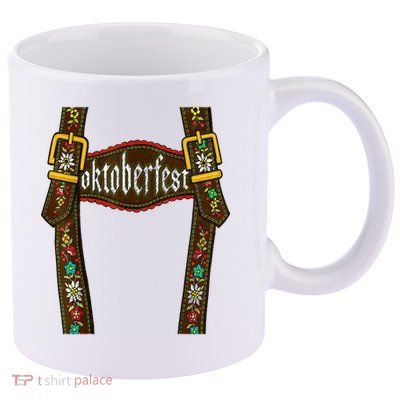 Lederhosen Suspenders Oktoberfest Bavarian Munich 11oz C Handle Ceramic Mug