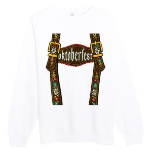 Lederhosen Suspenders Oktoberfest Bavarian Munich Premium Crewneck Sweatshirt