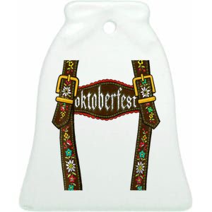 Lederhosen Suspenders Oktoberfest Bavarian Munich Ceramic Bell Ornament