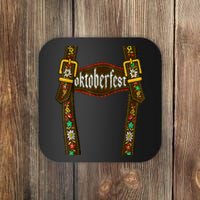 Lederhosen Suspenders Oktoberfest Bavarian Munich Beer Coaster