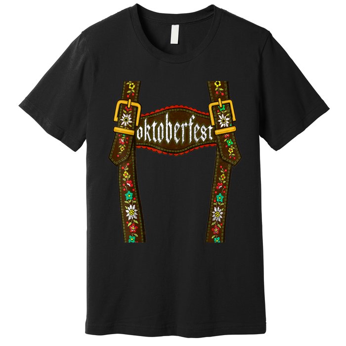 Lederhosen Suspenders Oktoberfest Bavarian Munich Beer Premium T-Shirt