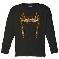 Lederhosen Suspenders Oktoberfest Bavarian Munich Beer Toddler Long Sleeve Shirt