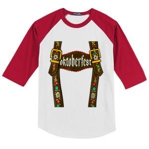 Lederhosen Suspenders Oktoberfest Bavarian Munich Beer Kids Colorblock Raglan Jersey