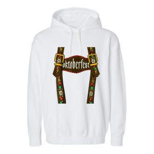 Lederhosen Suspenders Oktoberfest Bavarian Munich Beer Garment-Dyed Fleece Hoodie